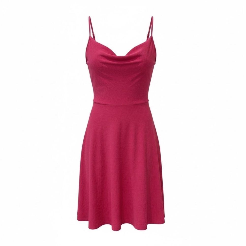 NWT See You Monday Hot Pink Cowl Neck Spaghetti Strap Dress Size XL